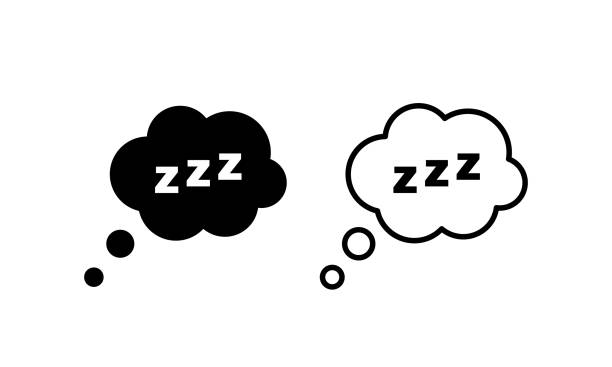 절전 아이콘. 슬리피 zzz 블랙 토크 버블 아이콘. 수면, 꿈, 휴식, 휴식, 불면증. 벡터 eps 10. 흰색 배경에 격리. - sleep stock illustrations