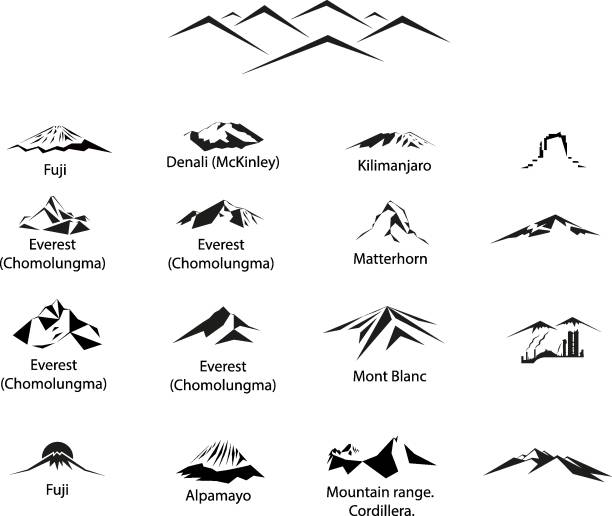 Set of  mountains Set of 17 mountains logos. matterhorn stock illustrations