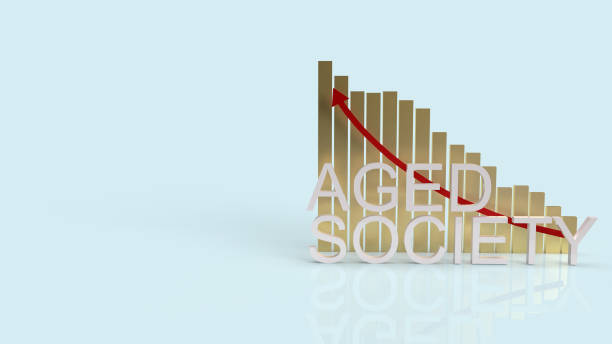 istock aged society word and chart on blue background for society content 3d rendering. 1280312901