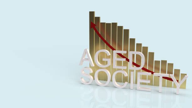istock aged society word and chart on blue background for society content 3d rendering. 1280313438