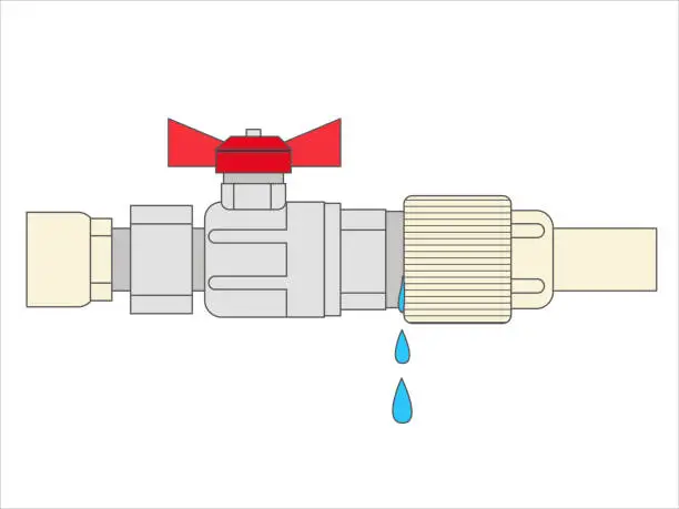 Vector illustration of The broken pipe. Water leakage