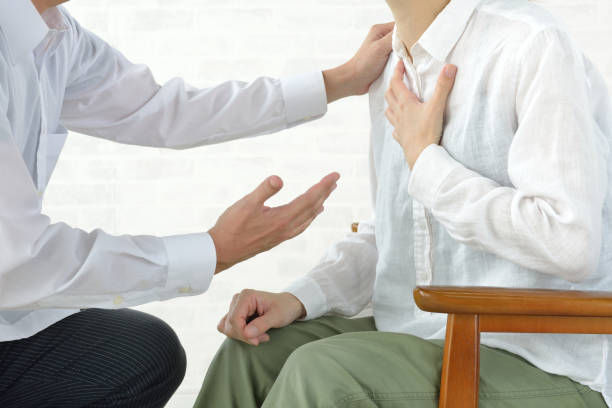 istock Sick woman and man talking to her 1280317487