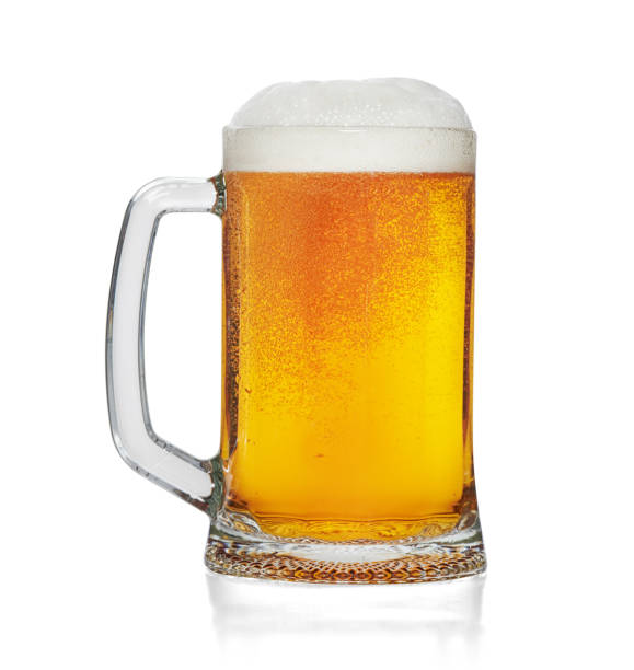 glass of beer isolated on a white background - beer glass imagens e fotografias de stock