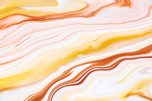 istock Fluid art texture. Abstract background with mixing paint effect. Liquid acrylic picture with colorful mixed paints. Can be used for background or poster. Golden, brown and white overflowing colors. 1280317953