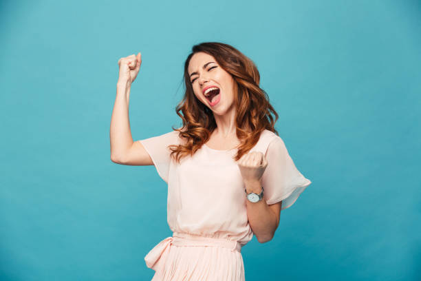 istock Excited young lady standing isolated 1280318191