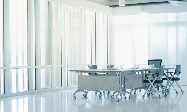 istock Modern Interior meeting room with evening sunset light 1280321862
