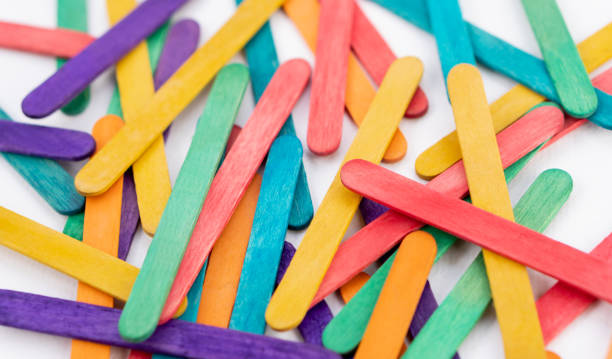 Colorful rainbow wooden popsicles