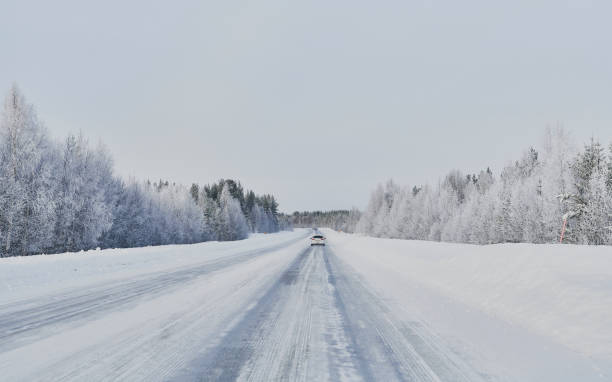istock Frosty winter road in Norrbotten, Sweden 1280324199
