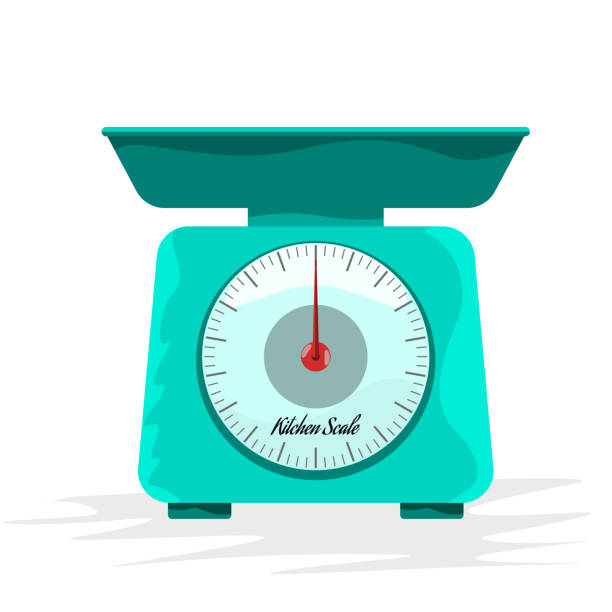 Empty Kitchen scales with cartoon style. Flat and solid color style vector illustration. Empty Kitchen scales with cartoon style for your design. Flat and solid color style vector illustration. vintage kitchen scale with fruit stock illustrations
