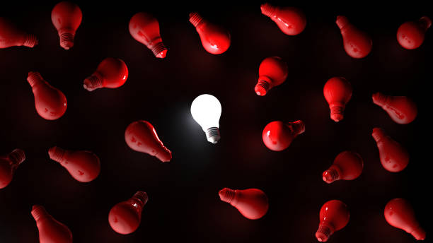 istock Light bulbs on dark background. Idea concept. 3D Illustration. 1280331647