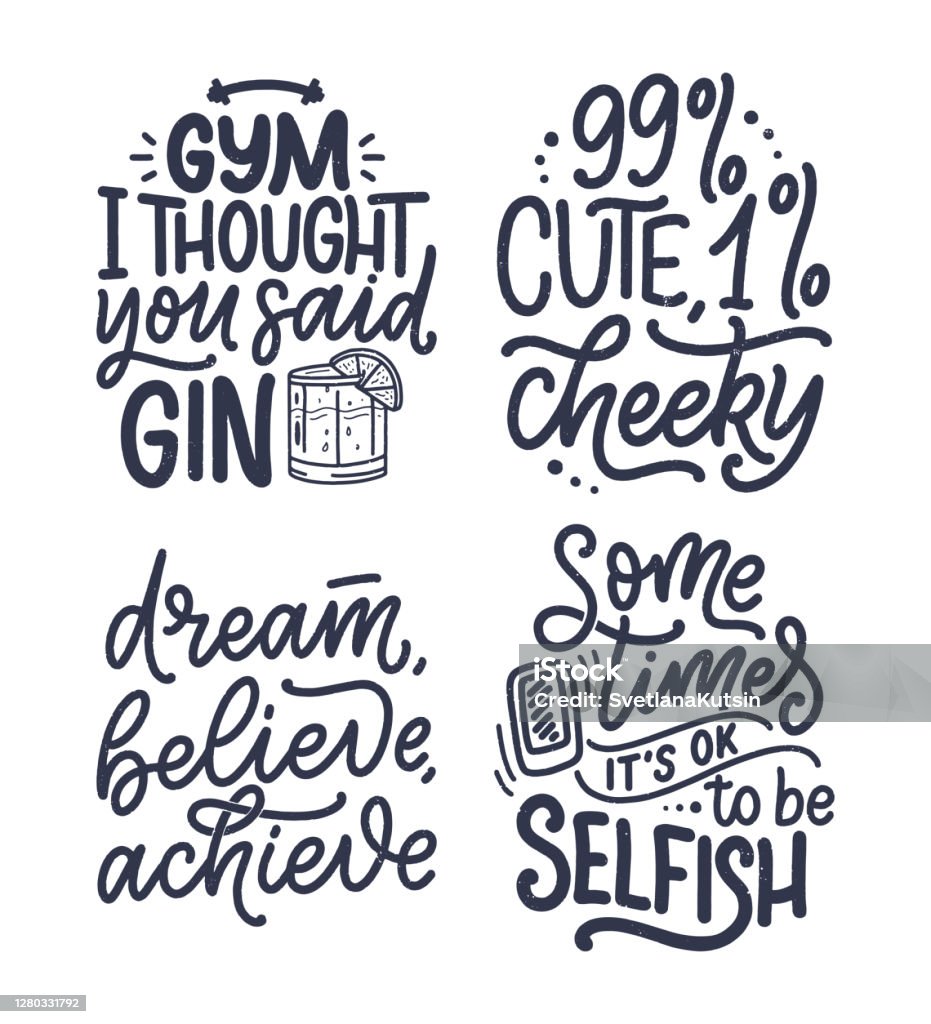 Set With Funny Hand Drawn Lettering Compositions Cool Phrases For Print And  Poster Design Inspirational Feminism Slogans Girl Power Quotes Greeting  Card Template Vector Stock Illustration - Download Image Now - iStock