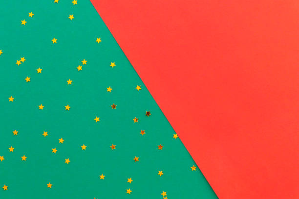 istock Green and red Christmas festive background with confetti 1280333033