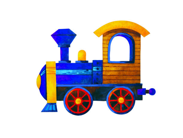 istock blue train retro cartoon watercolor painting illustration design 1280334881