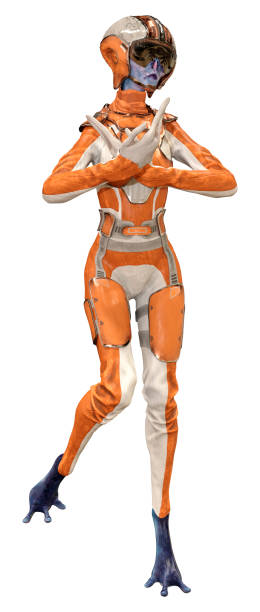 istock 3D illustration blue female alien on white 1280335026