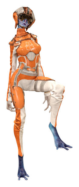 istock 3D illustration blue female alien on white 1280335027