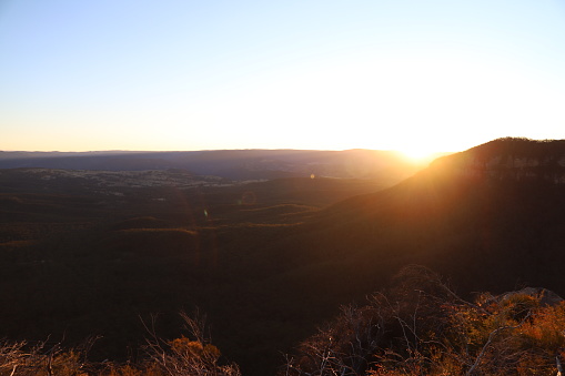 Sunset over the mountains of the Blue Mountains