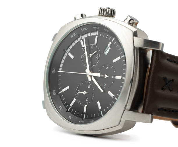 istock Mechanical watch isolated on white background, close up 1280336647