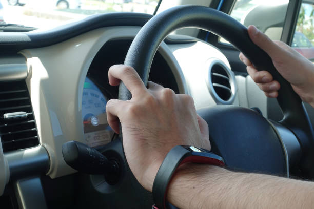 istock Drive the car by holding the steering wheel with both hands 1280338036