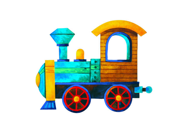 istock blue train retro cartoon watercolor painting illustration design 1280339015