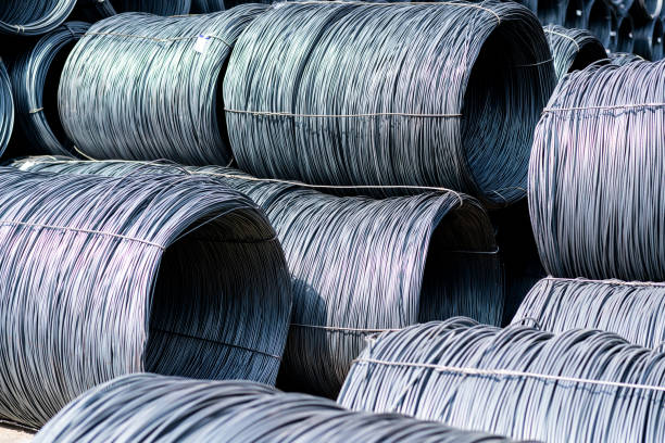 istock Steel stacked in the factory 1280339712
