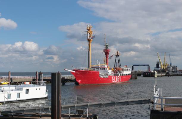 Kaliningrad, Russia - may 14, 2021: Floating lighthouse Irbenskij - world oceans museum complex exhibit