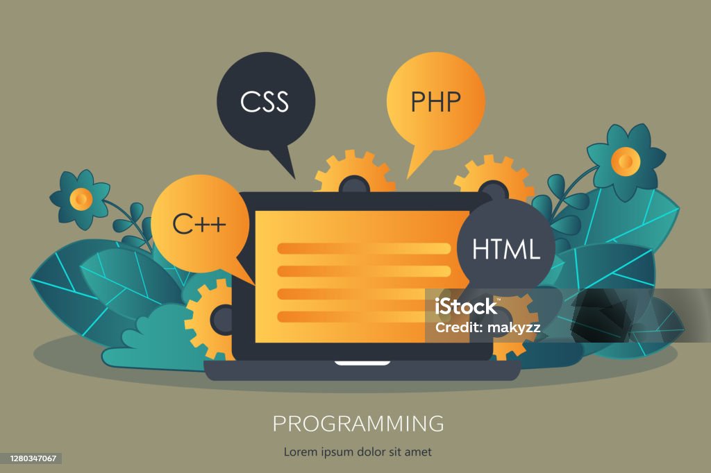 Programmcodierung Softwareentwicklung Flache Vektorillustration Stock ...