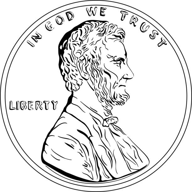 vector amerikanische sere-geld-goldmünze einen cent, penny - us currency illustrations stock-grafiken, -clipart, -cartoons und -symbole