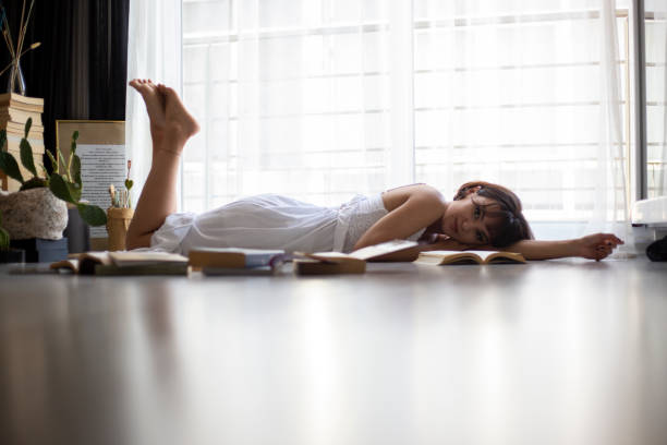 istock Woman is lying on the floor. 1280354784