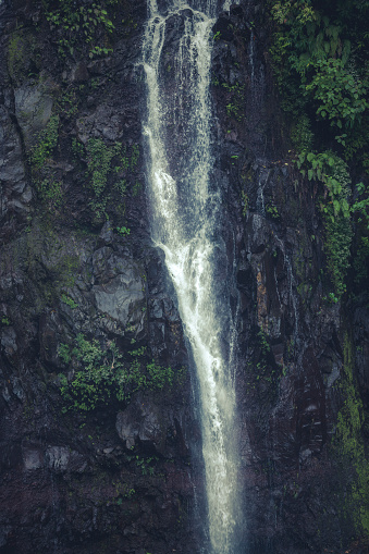 grand galet waterfall at langevin on reunion island, mascarene islands, french overseas territory.