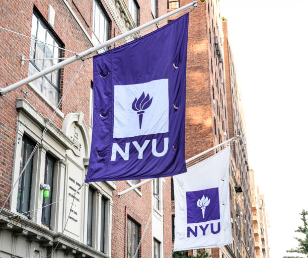 NYU Banner or Flag New York City stock photo