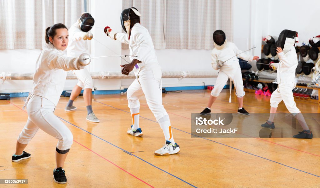 Fencing Training Roon Young Woman Fencer Practicing Effective Fencing Techniques In Training ...