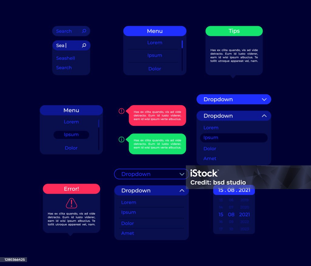 Settings Ui Elements Kit Stock Illustration - Download Image Now ...