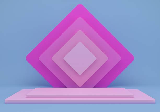 istock 3d rendering studio with geometric shapes, podium on the floor. Platforms for product presentation, mock up background. 1280367716