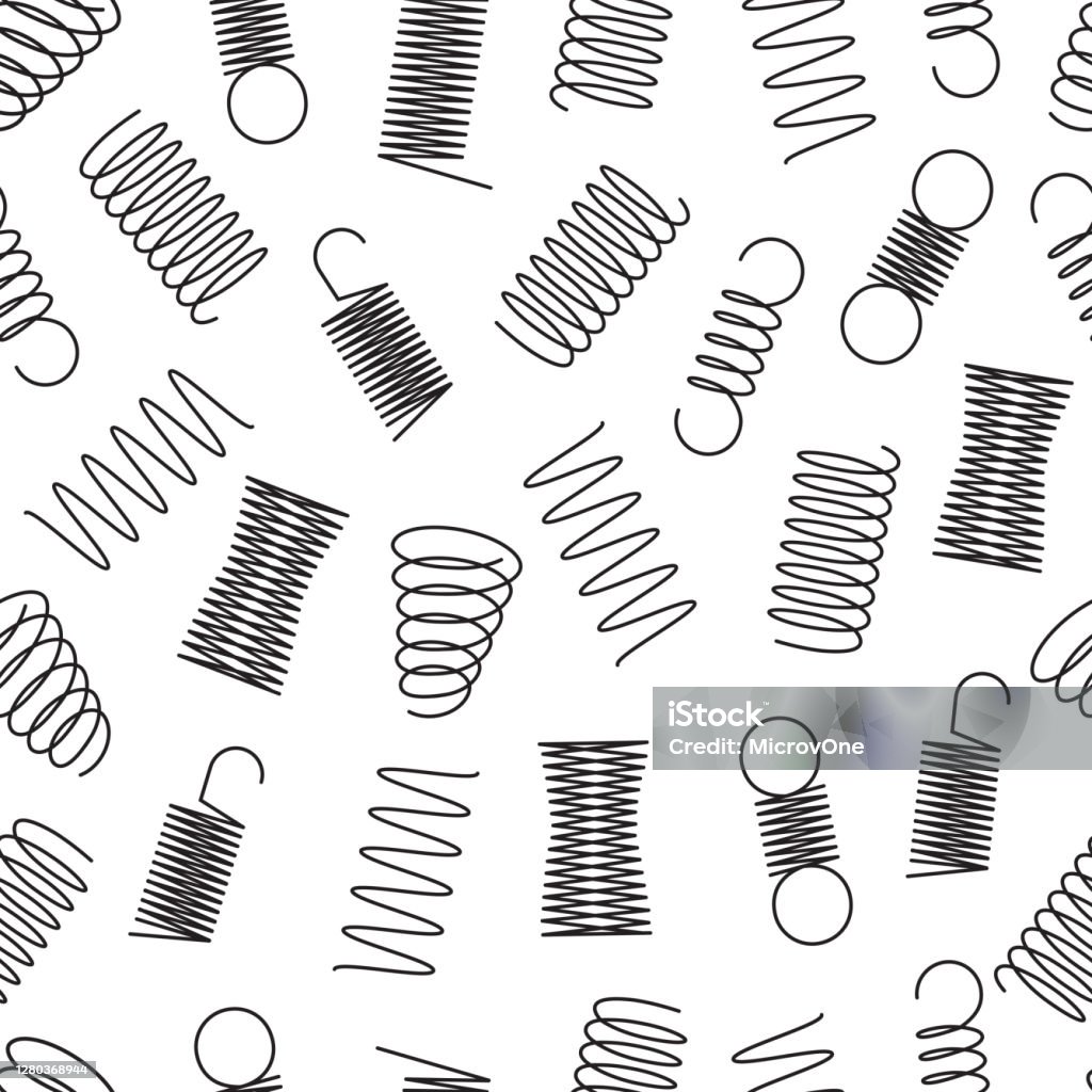 Spring Spiral Line Pattern Metal Springs Seamless Pattern Steel Coil Spirals Flexible Wire Elastic ...