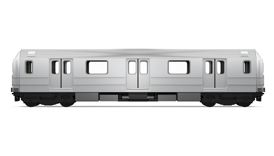 Subway Car isolated on white background. 3D render