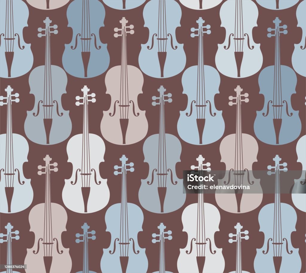 Violin Streamless Pattern Violins Seamless Pattern Gray Stock Illustration - Download Image Now ...