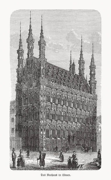 istock Town Hall of Leuven, Belgium, wood engraving, published in 1893 1280377708