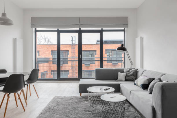 istock Bright living room with big windows 1280382627