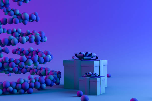 istock Christmas Tree with Spheres, Neon Lighting, Minimal New Year, Christmas Concept 1280382821