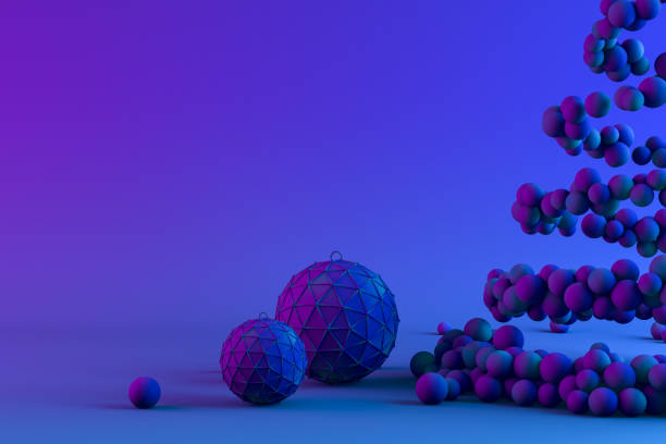 istock Christmas Tree with Spheres, Neon Lighting, Minimal New Year, Christmas Concept 1280382837