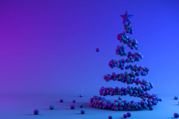 istock Christmas Tree with Spheres, Neon Lighting, Minimal New Year, Christmas Concept 1280382965