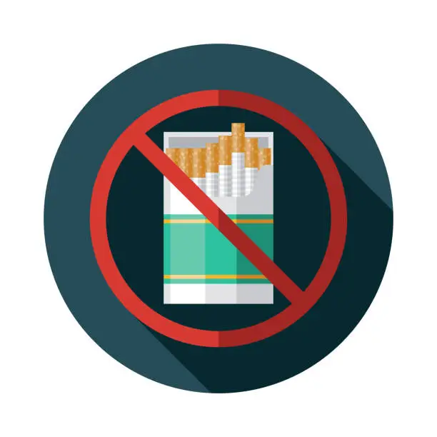 Vector illustration of Cigarettes Single Use Plastics Ban Icon