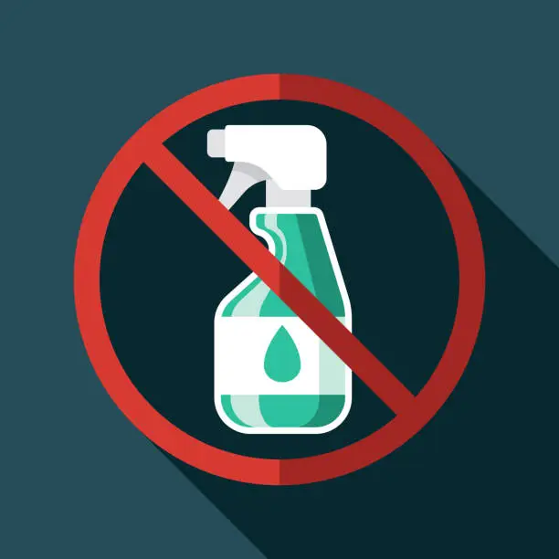 Vector illustration of Spray Bottle Single Use Plastics Ban Icon
