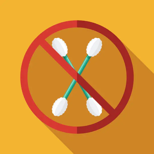 Vector illustration of Cotton Swab Single Use Plastics Ban Icon