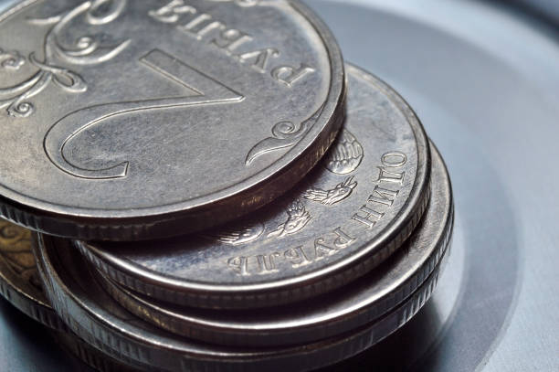 istock stacks of Russian rubles coins shot close-up. 1280384435