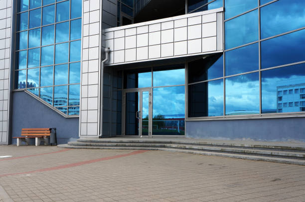 istock Gass doors of entrance in modern building. 1280389666