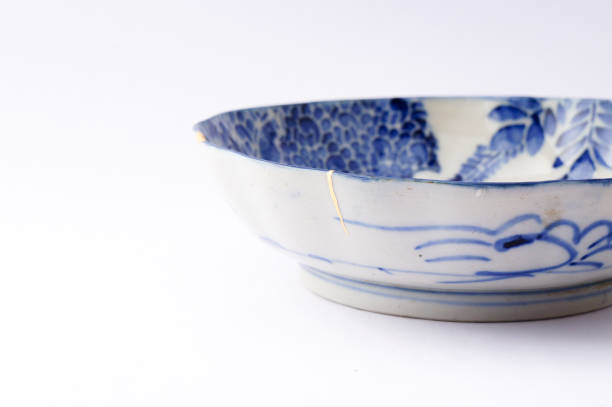 istock Antique broken Japanese blue bowl repaired with gold kintsugi technique 1280390230