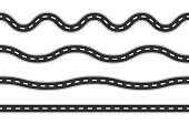istock Road lines collection. Set of different track lines. Vector illustration. 1280398068