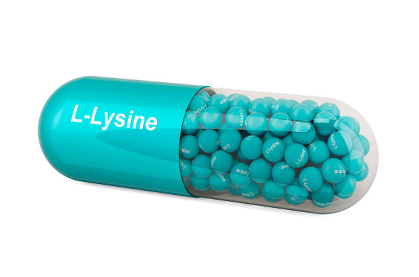 istock Capsule with L-Lysine, dietary supplement. 3D rendering isolated on white background 1280398619