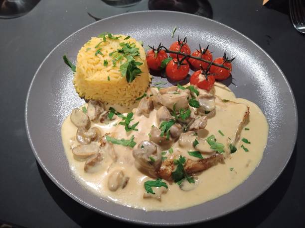 istock Turkey cutlet with mushrooms and cream 1280399579